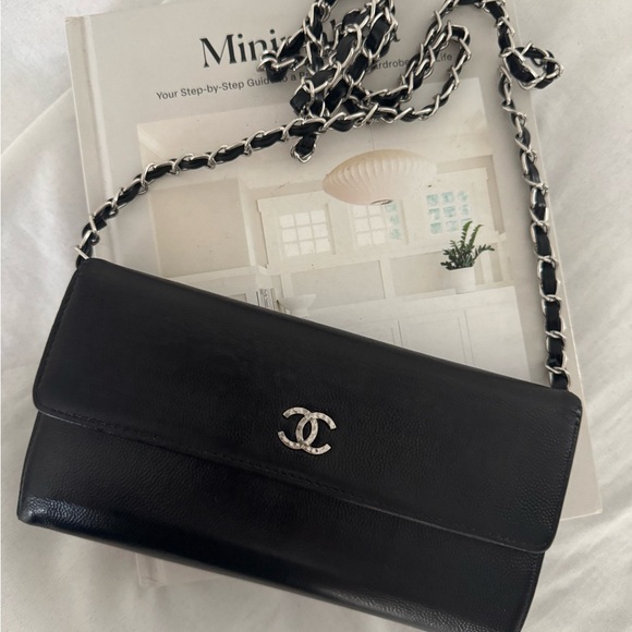 Authentic Chanel Long Wallet On Chain Caviar Leather - Picture 1 of 11